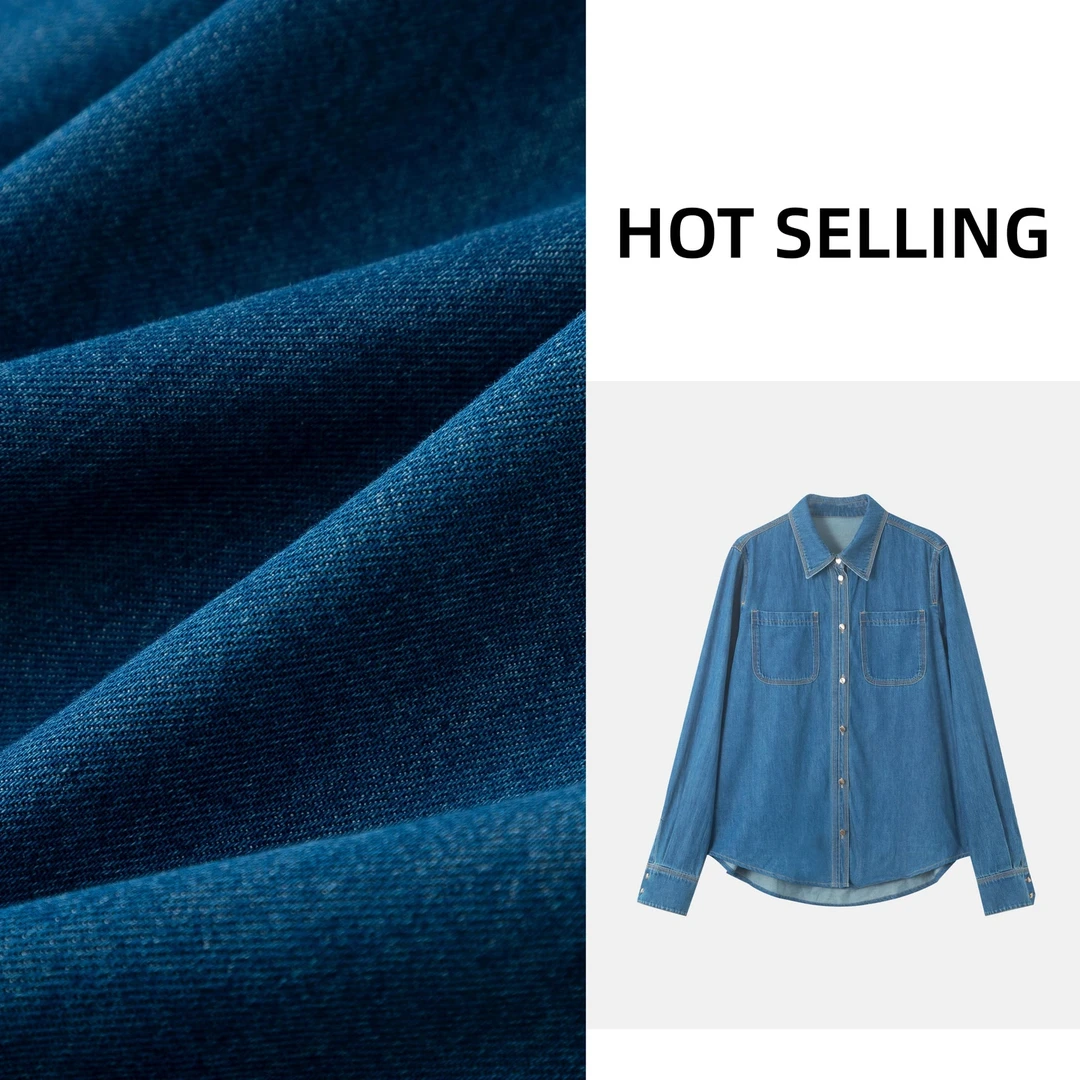2025春季新款百搭宽松复古蓝色牛仔衬衣宽松休闲显瘦