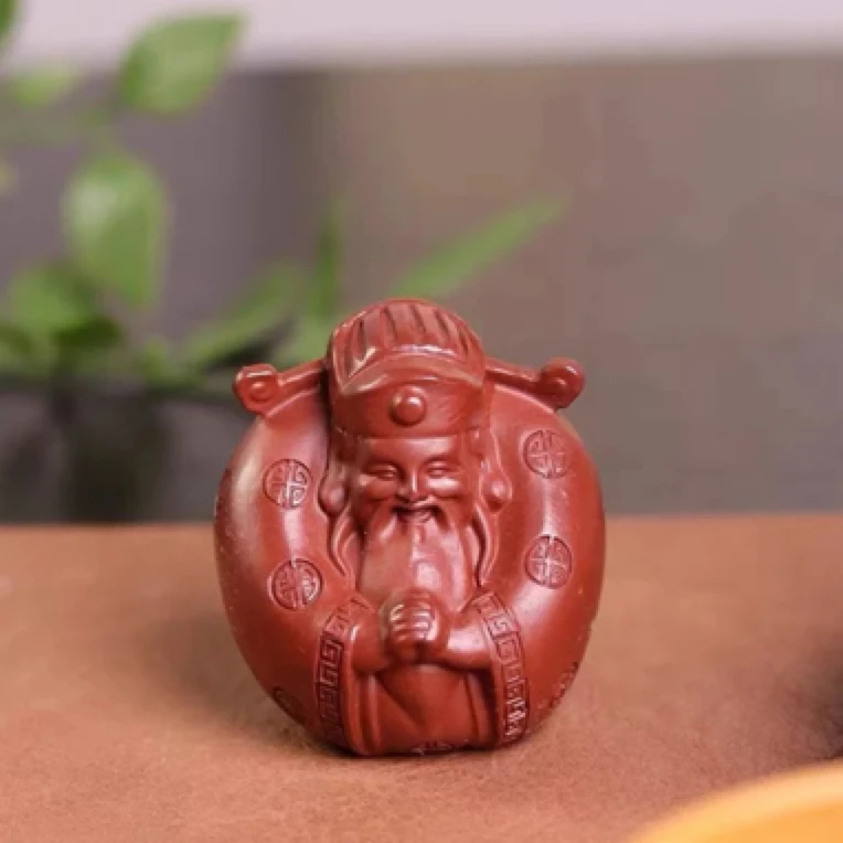 宜兴原矿紫砂 全手工制作 摆件小财神