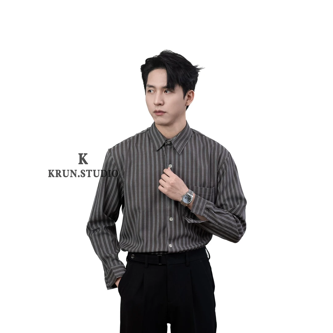 【618】新款条纹休闲衬衣高级感长袖时尚休闲气质潮流衬衣-XJ-C485