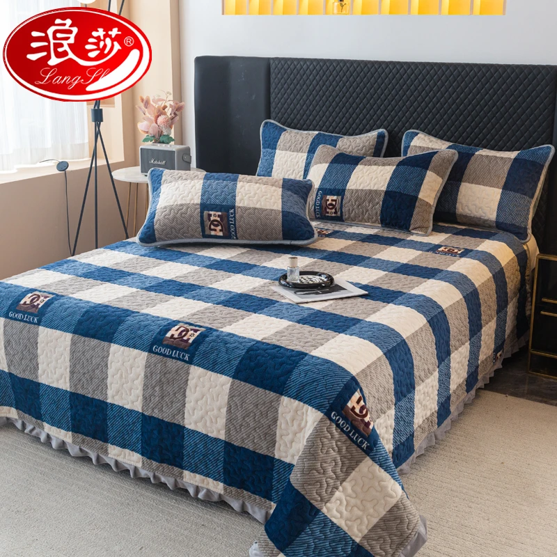 浪莎秋冬牛奶绒夹棉床单单件加厚榻榻米床盖三件套铺垫炕盖床铺盖