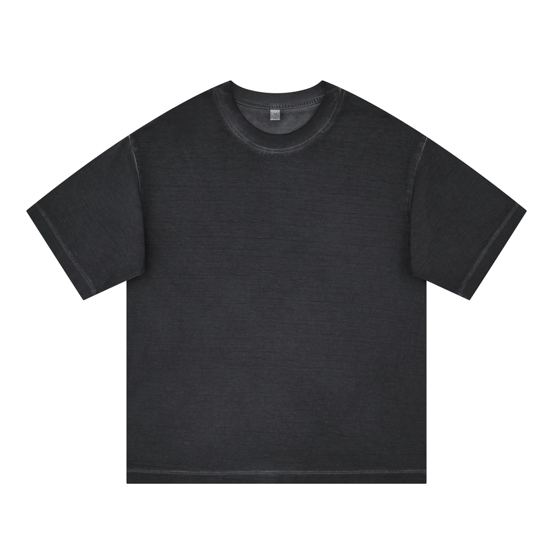 美式复古渐变色短袖T恤男夏季2025新款宽松潮流简约基础圆领半袖