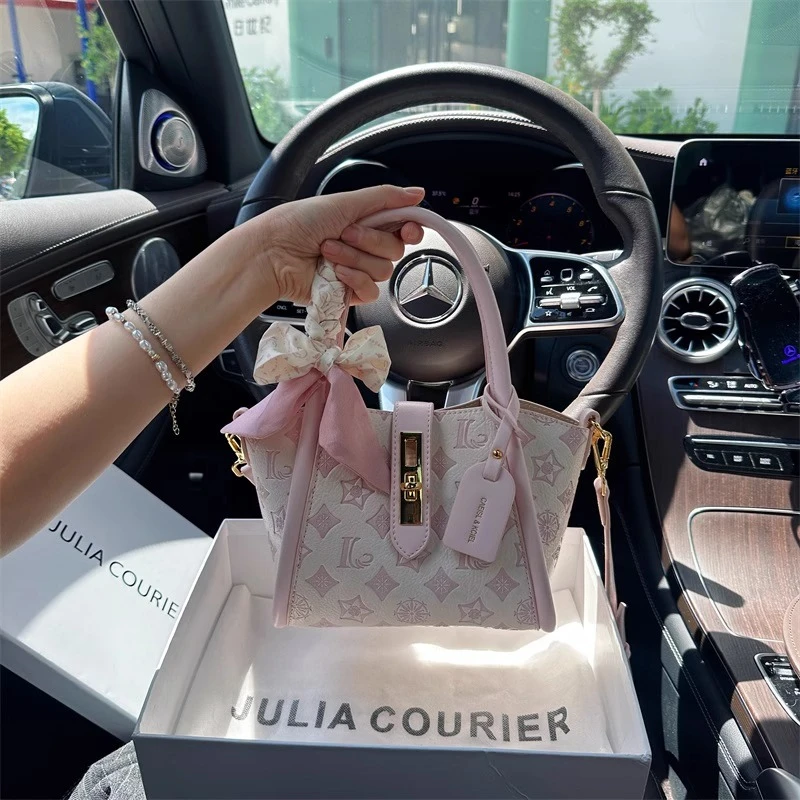 Julia Courier女包压纹菜篮子包包女2025新款潮单肩斜挎包水桶包