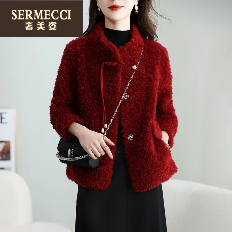 奢美姿时尚气质上档次2025年外套女短款保暖新中式大衣