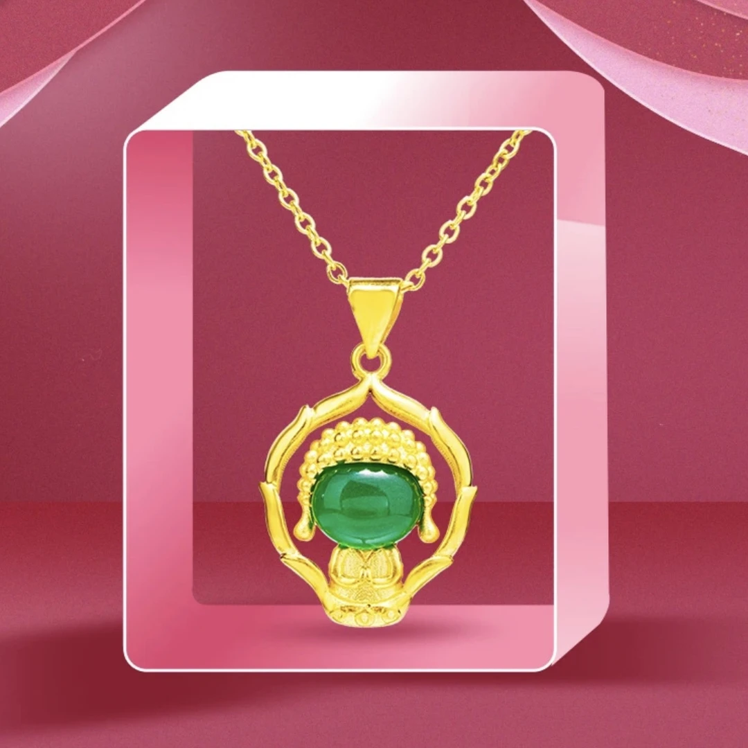 《千福甄选》极光绿宝宝佛玛瑙吊坠
