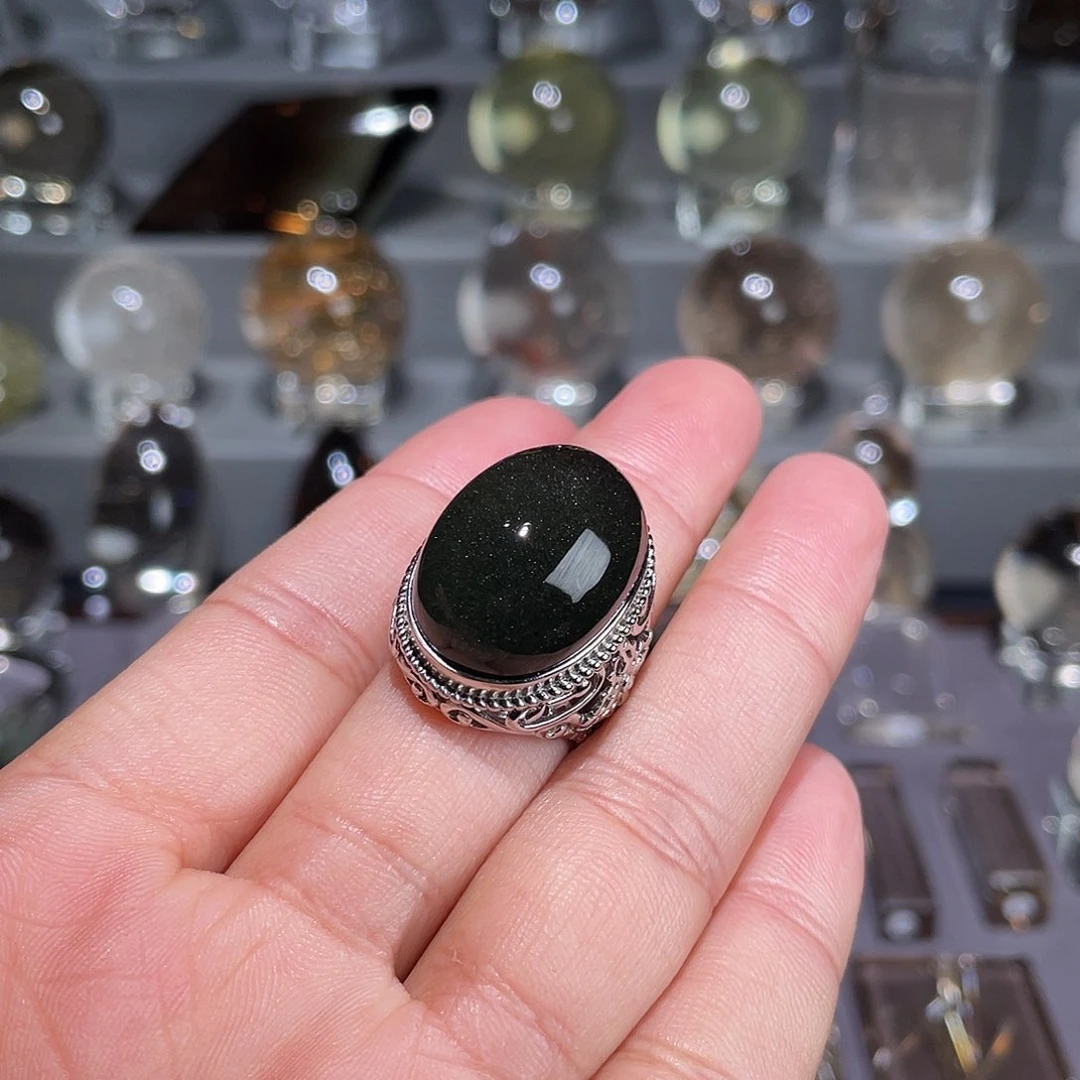 水晶水晶戒指银S925镶嵌亮*