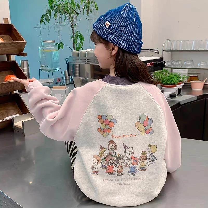 【专属】韩版卡通小朋友印花拼色加绒冬季卫衣 A717 717