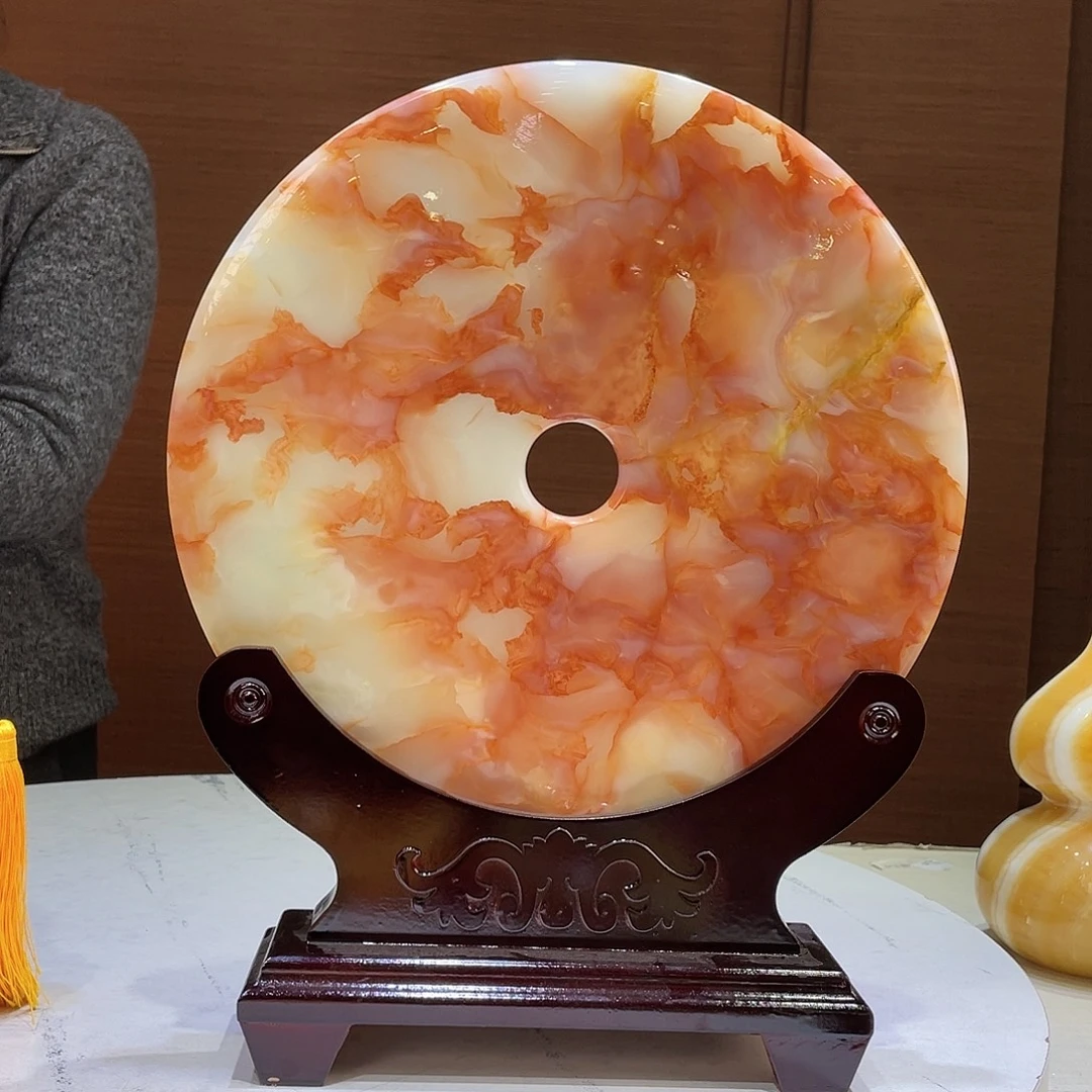 玉精品天然玉石平安扣摆件30直径