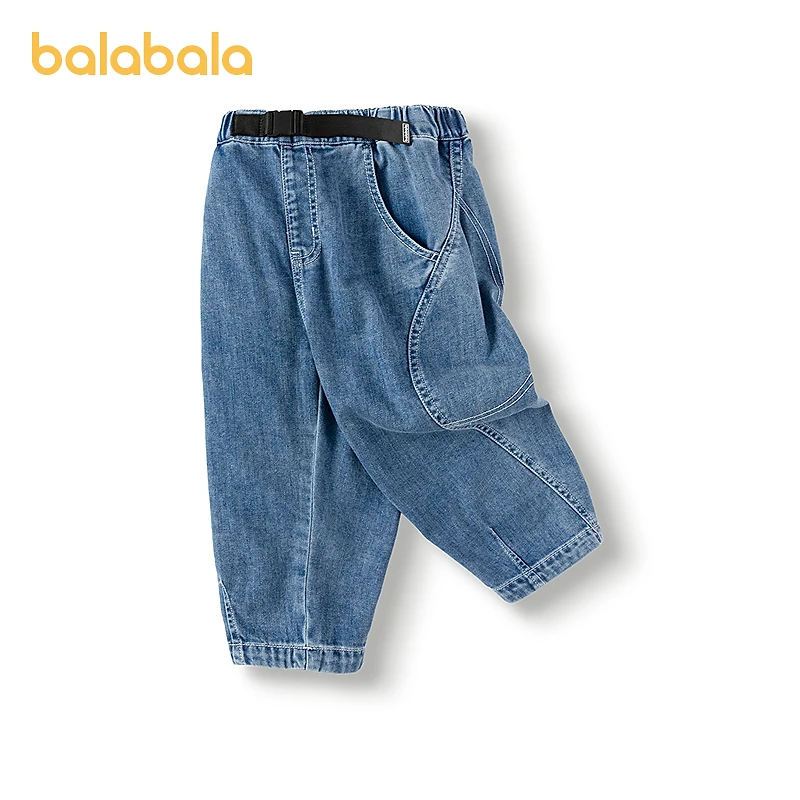 【商场同款】巴拉巴拉童装儿童牛仔裤男童直筒裤子2025夏新款长裤