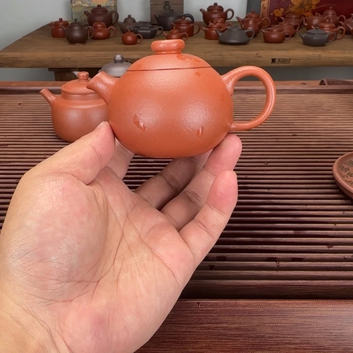茶壶紫砂红洚坡140cc半手
