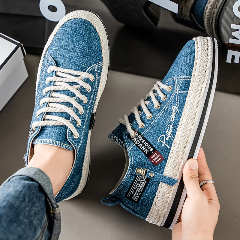 帆布鞋男鞋夏季透气潮流灯芯绒平板鞋男士休闲轻便薄款老北京布鞋