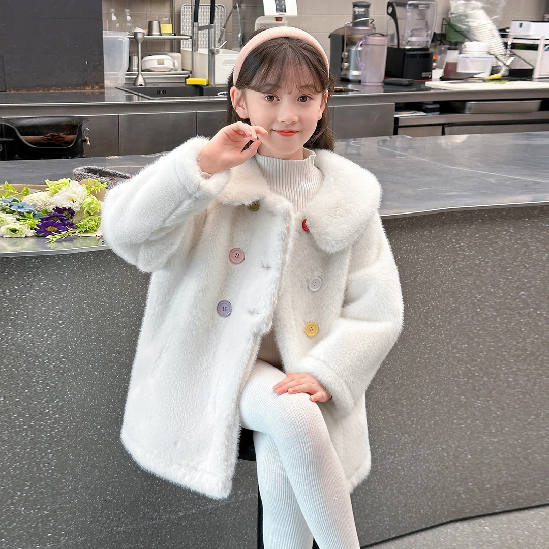 女童外套秋冬装2025新款洋气加绒加厚上衣中大儿童冬季水貂绒大衣