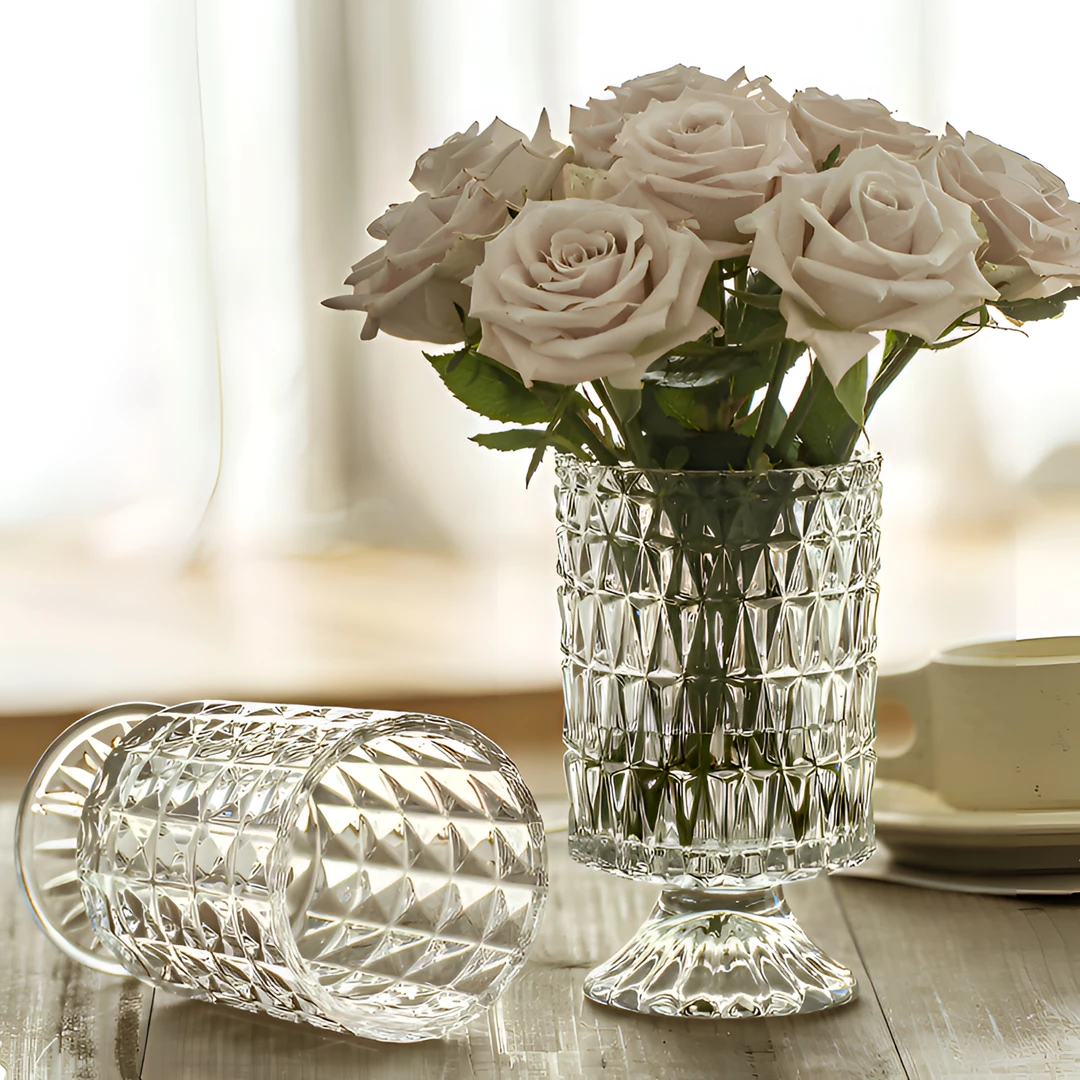 【先亏十万单】浮雕花瓶玻璃水晶高级感鲜花客厅插花高档花瓶水培器