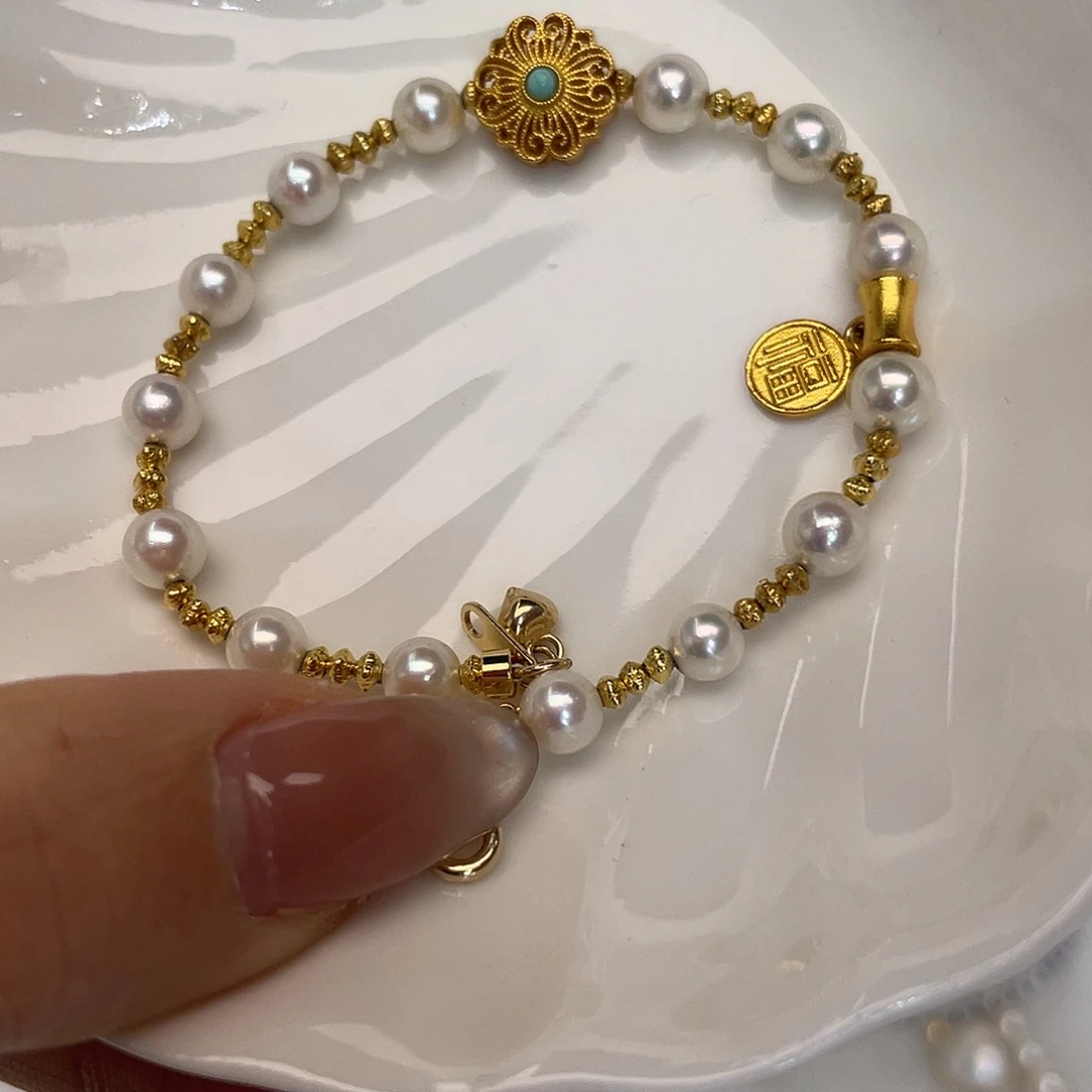 银S925镶嵌海水珍珠手绳