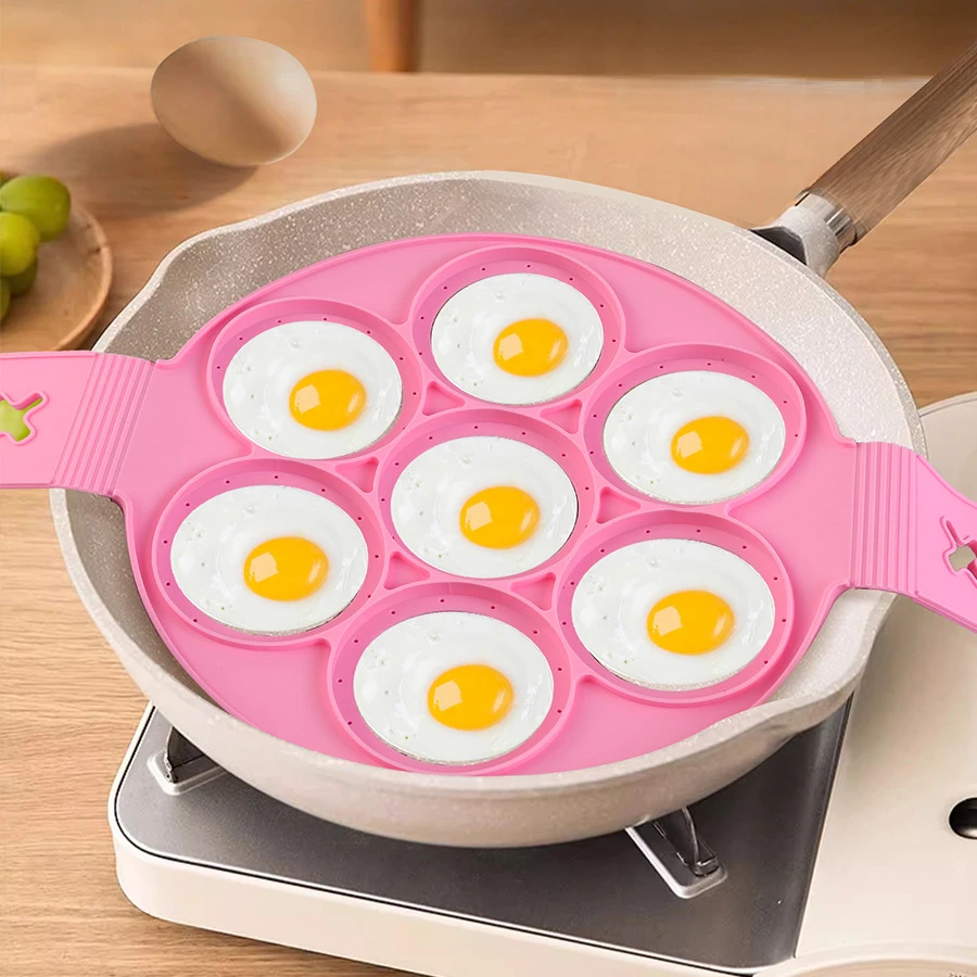 圆形星形硅胶煎蛋器厨房DIY提手双耳煎蛋模具早餐煎饼荷包蛋模具