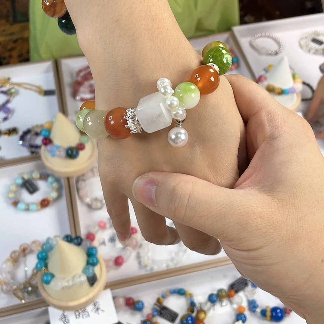 水晶手链银S925镀金镶嵌