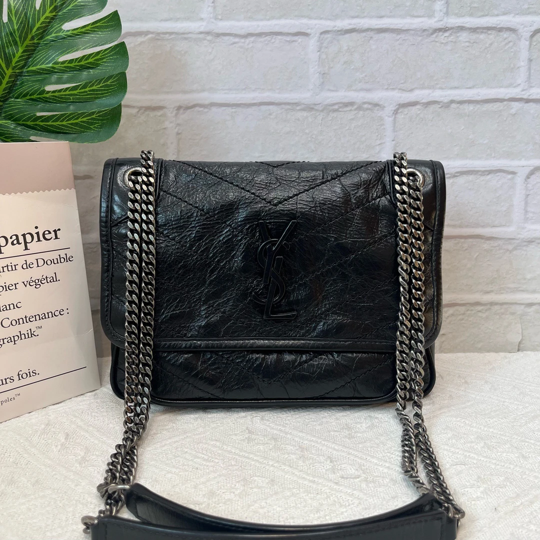 99新 YSL/圣罗兰 YSL圣罗兰 niki黑银D扣 小号 23年