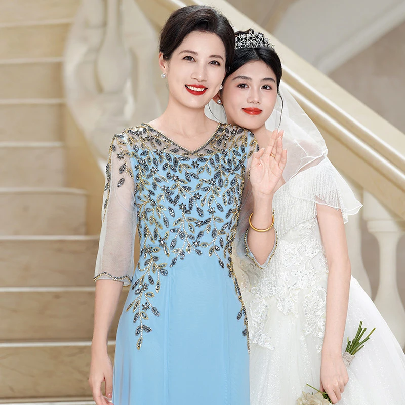 5981年轻妈妈婚宴装秋季新款高级感轻奢高端气质主持演出晚礼服裙