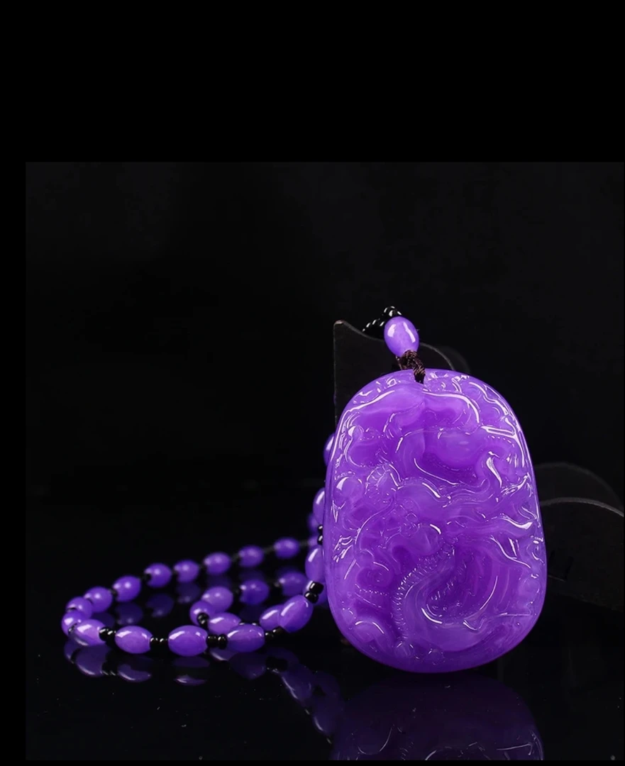 非金属仿水晶吊坠 非金属仿水晶吊坠紫罗兰飞龙在天名族风紫色