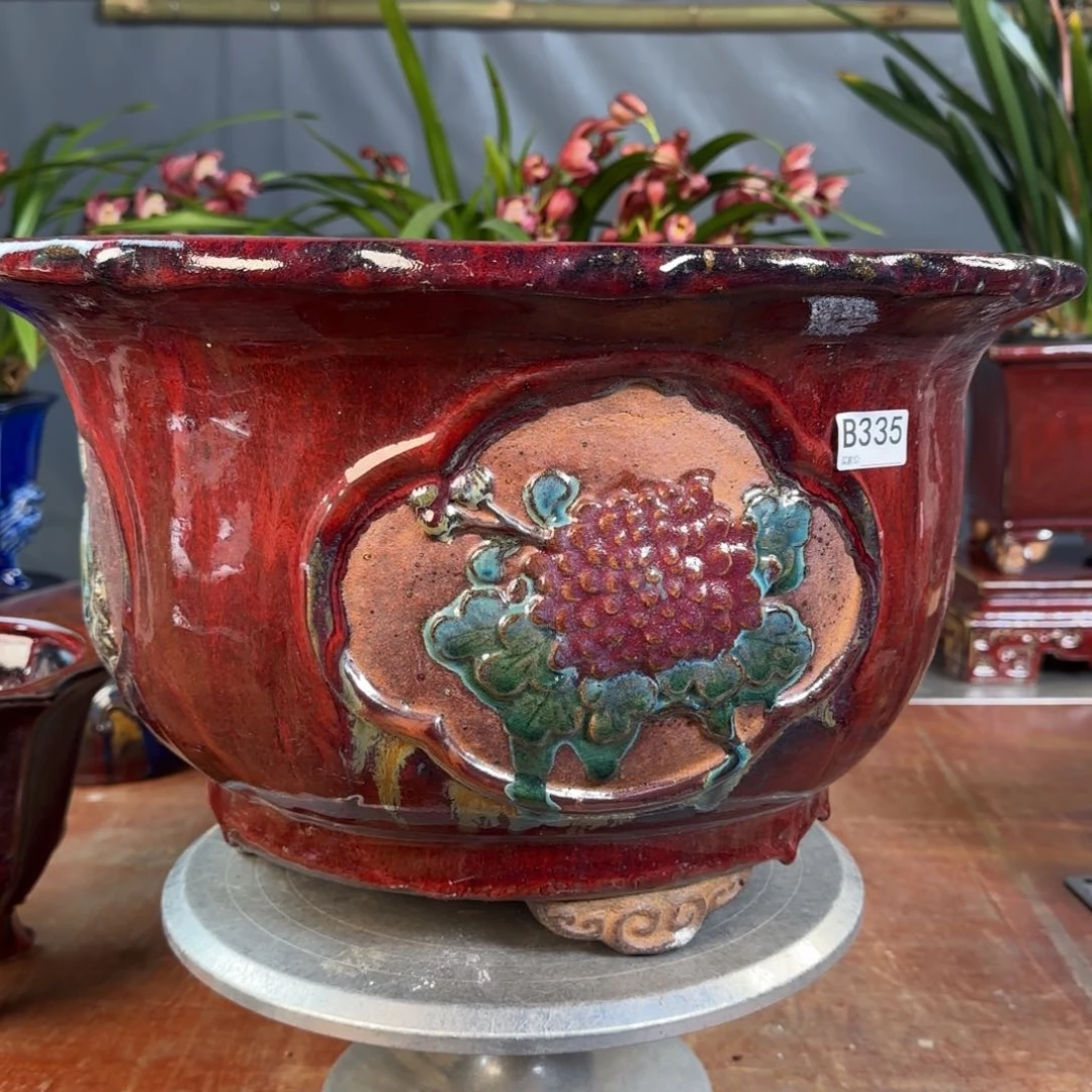 红泥花盆一**石335