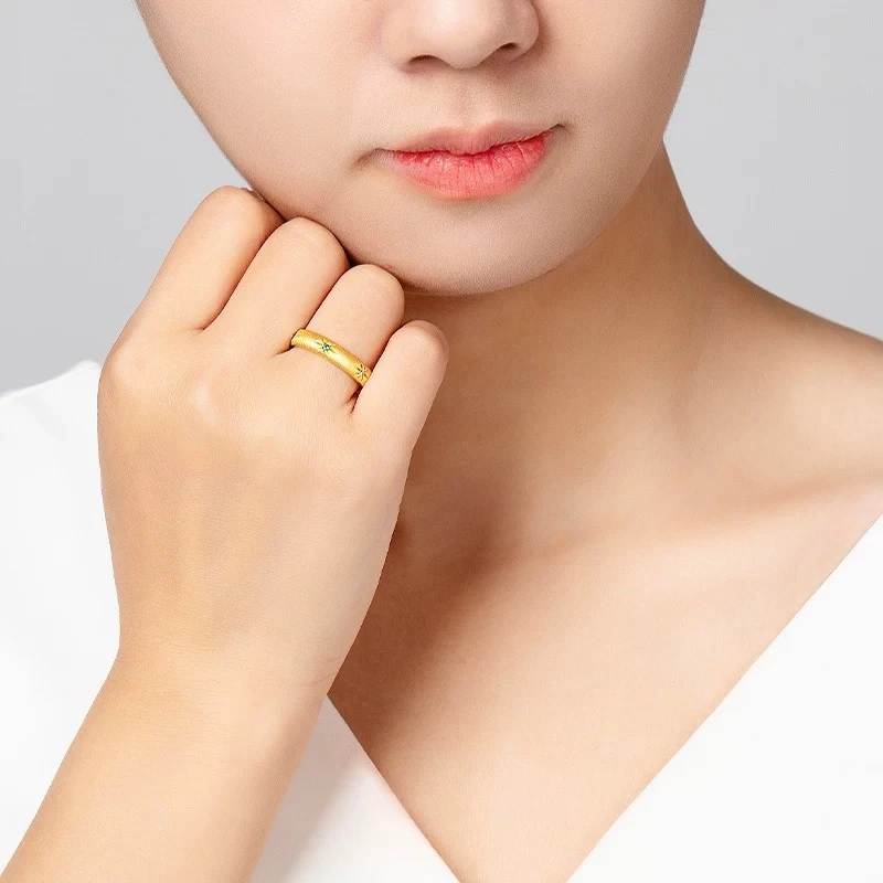 【鹏城金精选】足金莫桑布布家戒指时尚气质精美