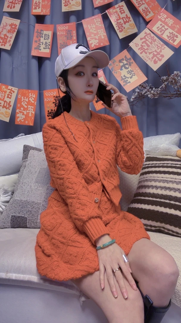 M51E001慕之淇羊毛重工轻奢菱格立体感时尚针织半裙