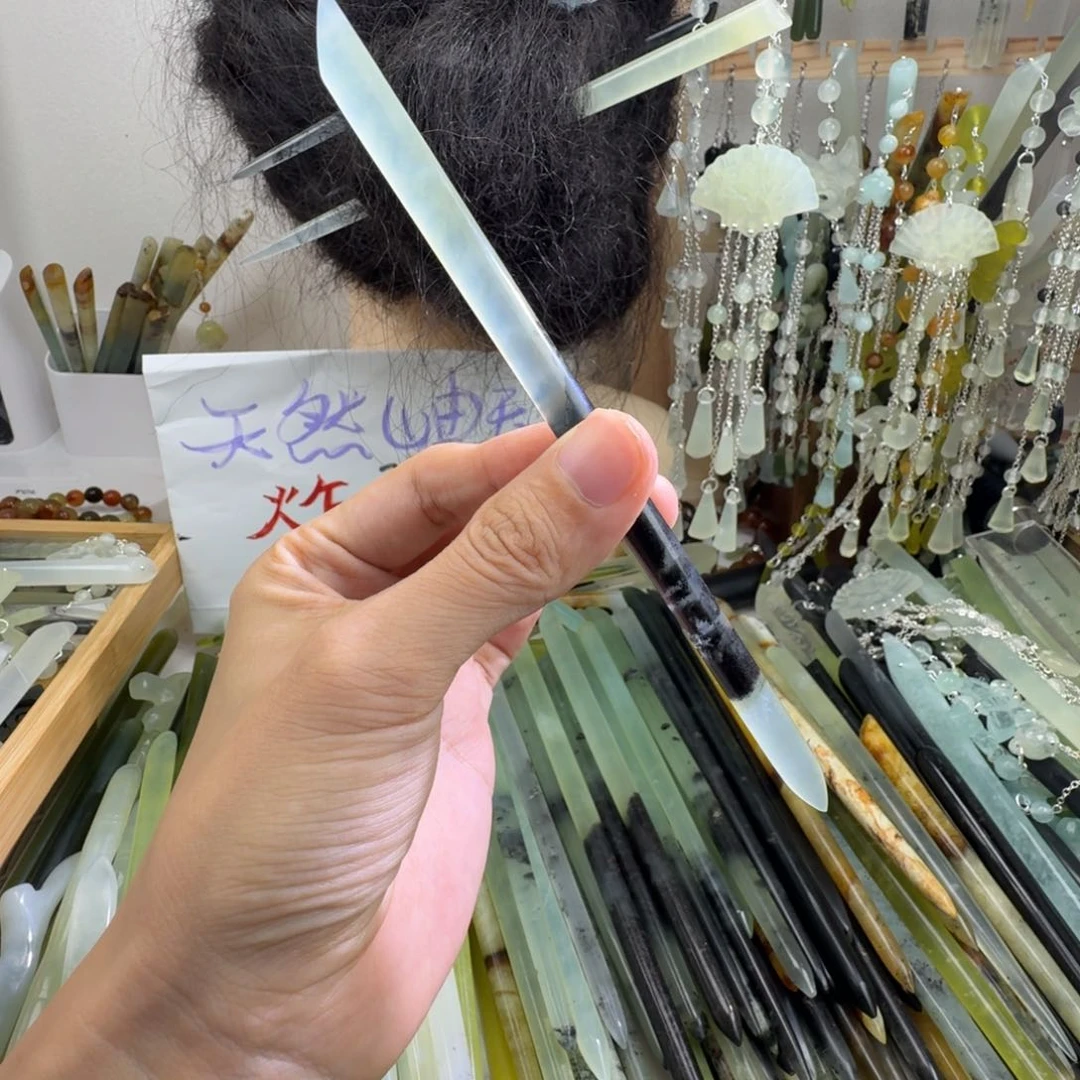 蛇纹石玉合金发饰