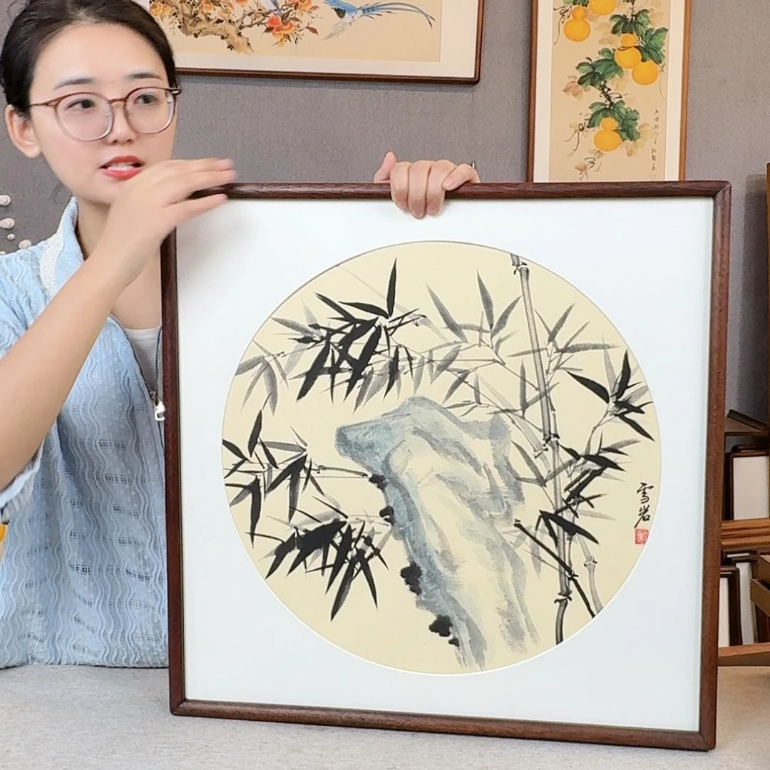 书法纯手绘，纯手写带框尺寸：53×53厘米