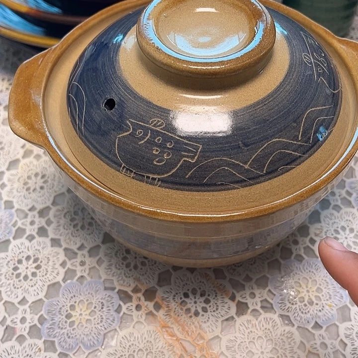 瓷出口砂锅一支带标砂锅