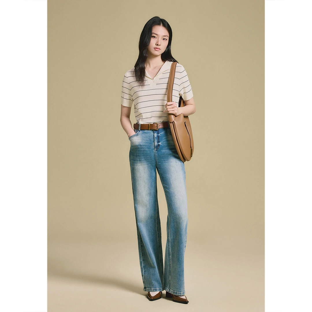 诗篇时尚复古休闲撞色小众设计款宽松圆领提花毛针织衫6C65206173