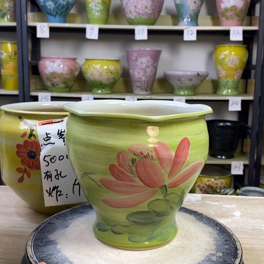 景德镇手工手绘陶瓷花盆