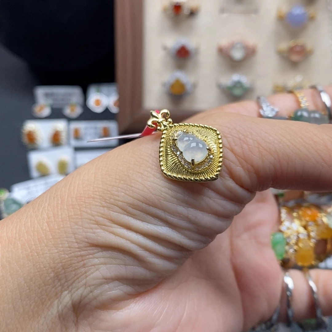 ****子翡翠银S925镶嵌戒指