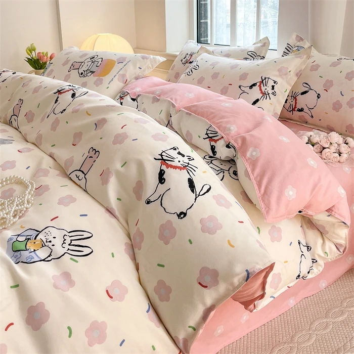 天浪哥专属加厚生态棉磨毛四件套四件套亲肤简约印花单人学生宿舍