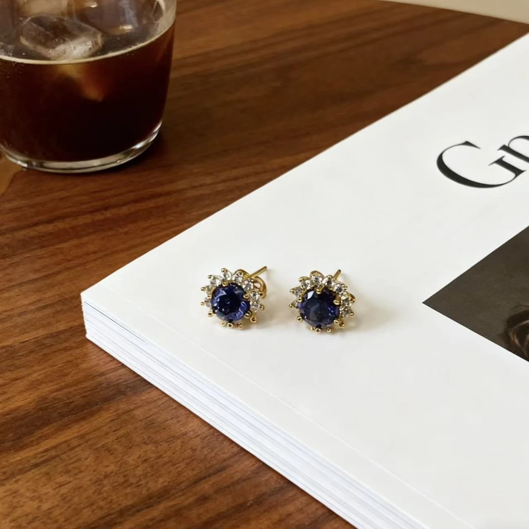 钻石紫耳钉耳钉太阳花-lx0107-1