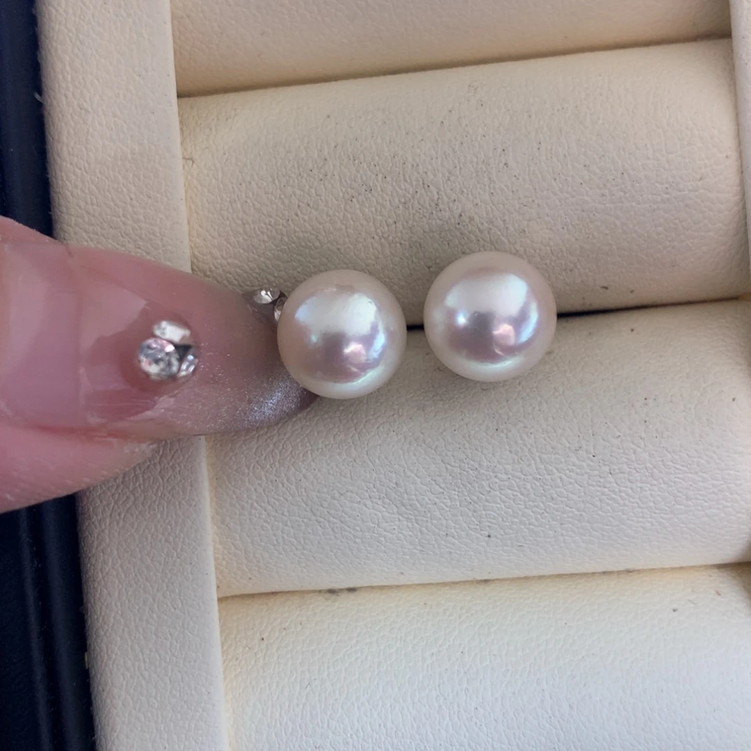 海水珍珠耳饰银S925镶嵌