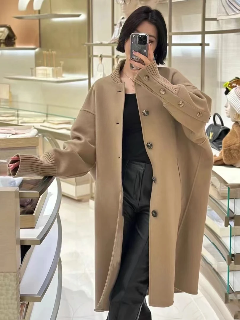 凯特丝蓓236#双面呢大衣女中长款2024冬季新款宽松毛呢外套1-1135