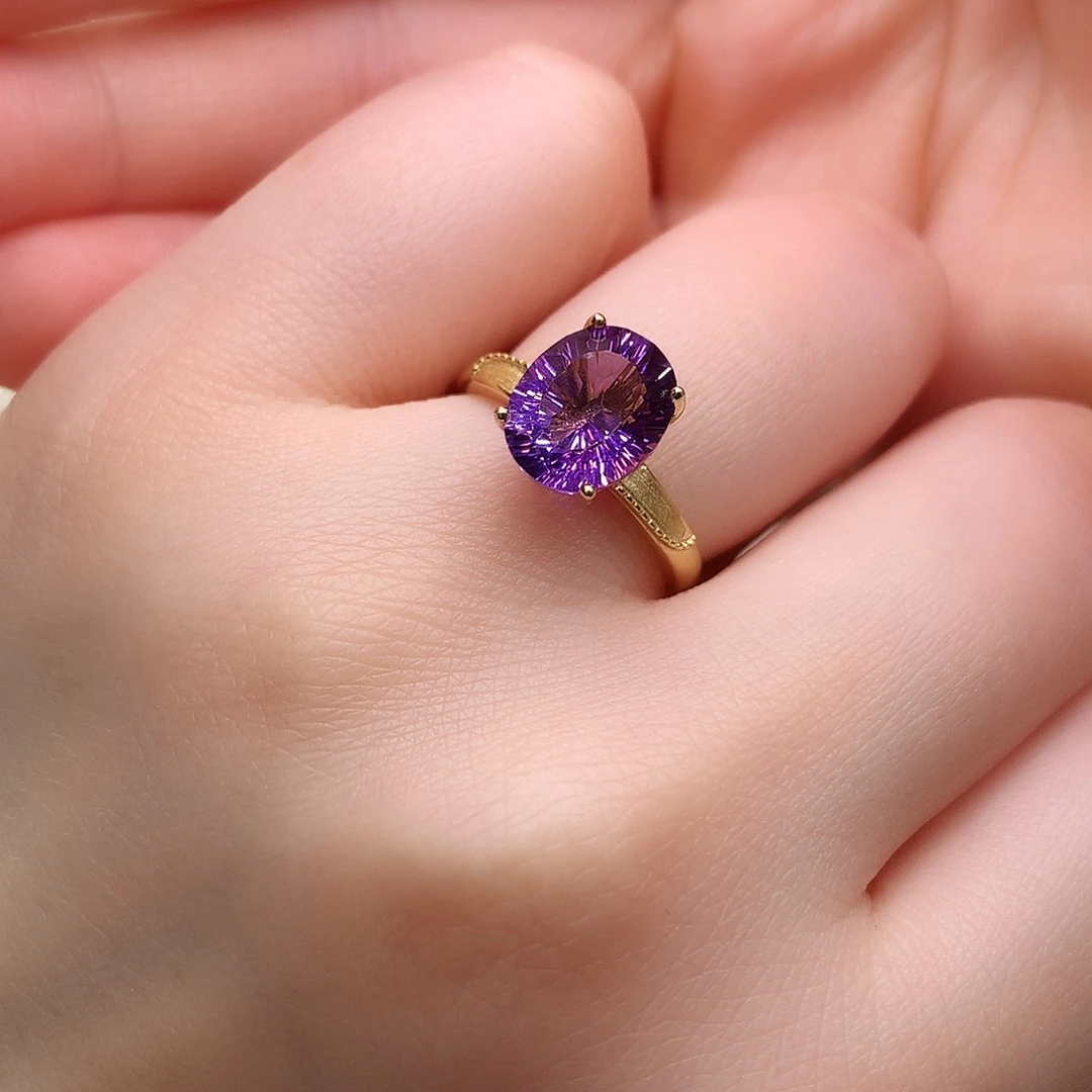 银S925镶嵌戒指紫晶28-2