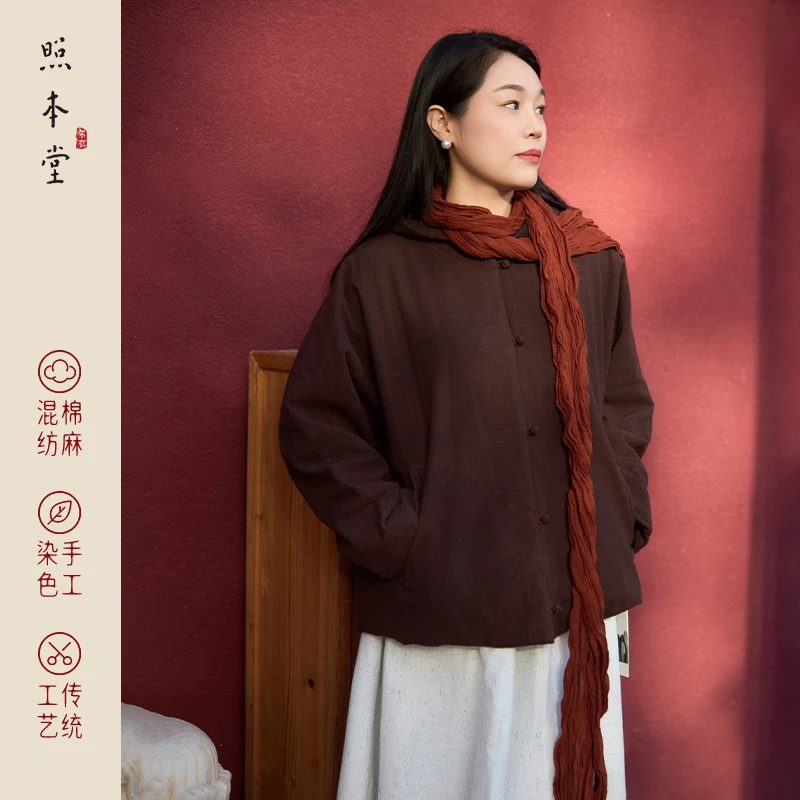 【照本堂女装】连帽棉衣新中式加厚冬季新款棉服W12870