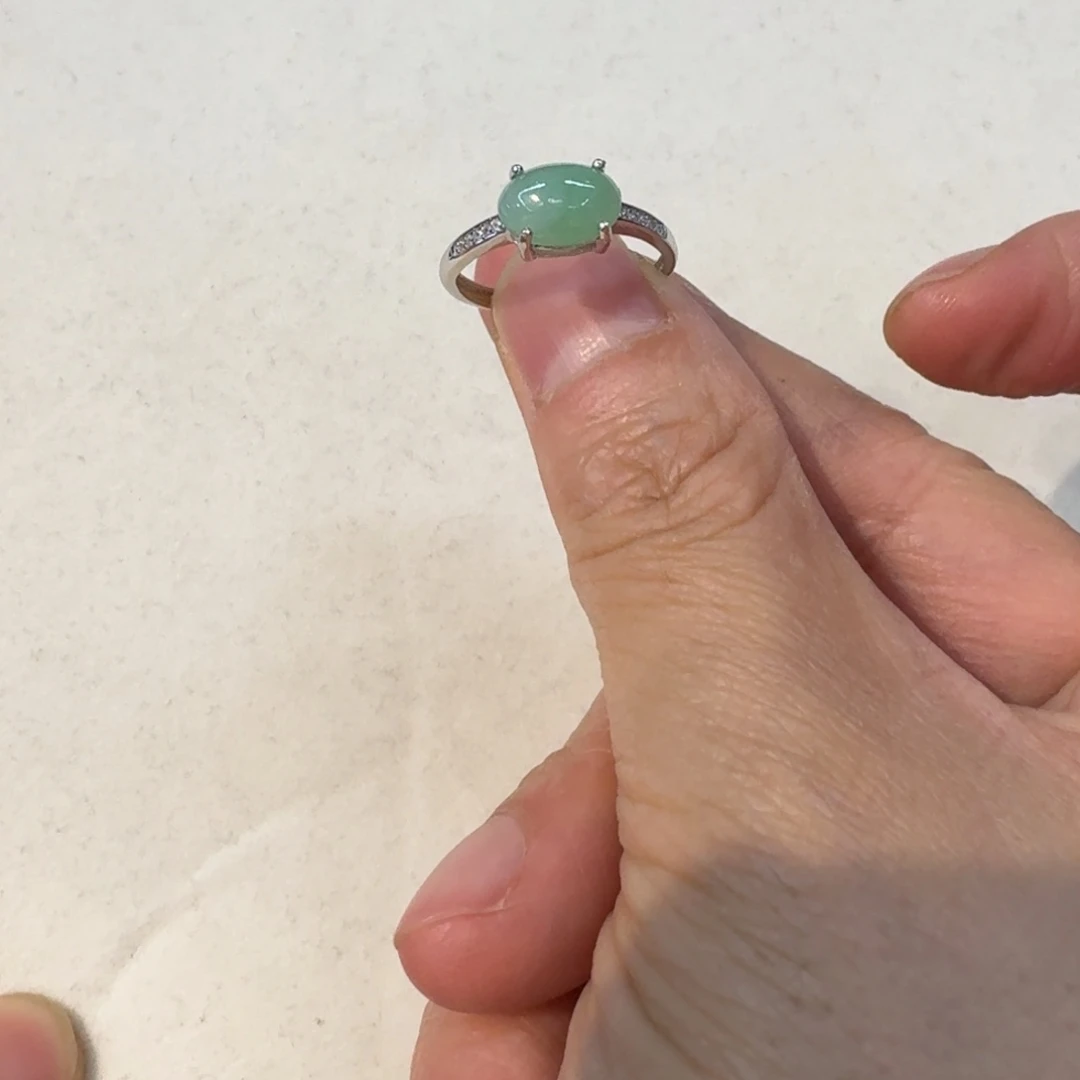 翡翠银S925镀金镶嵌戒指戒指