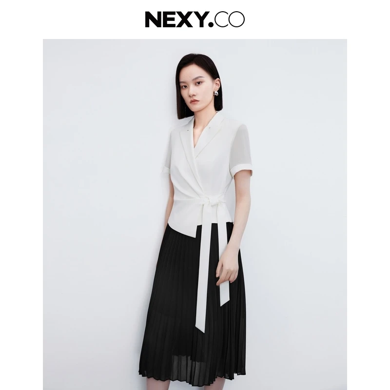 【冬姐精选】NEXY.CO/奈蔻连衣裙时尚夏季拼接收腰法式XF04712V1