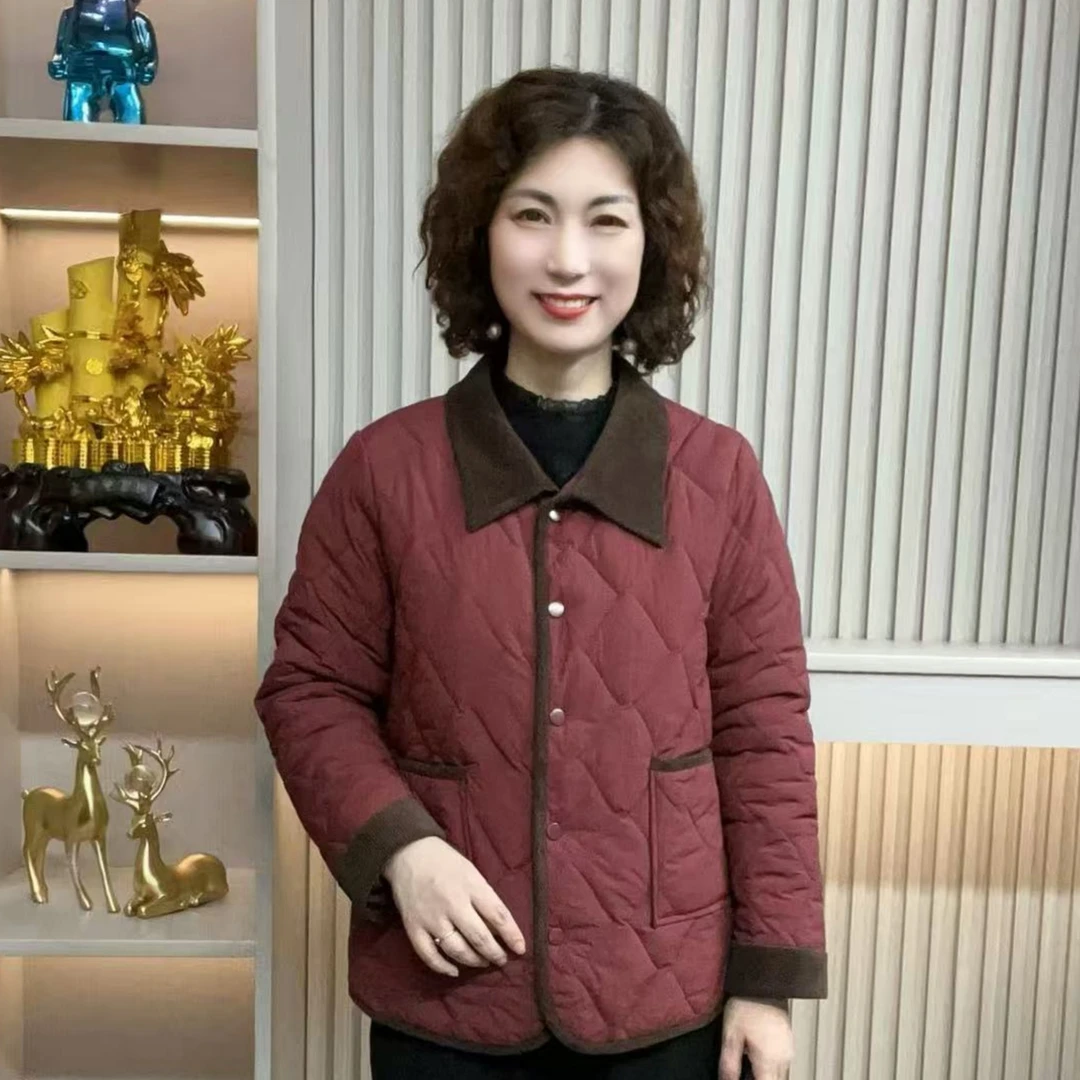 妈妈装流行时尚潮牌女装宽松冬秋装加绒外套休闲百搭大码老年潮牌