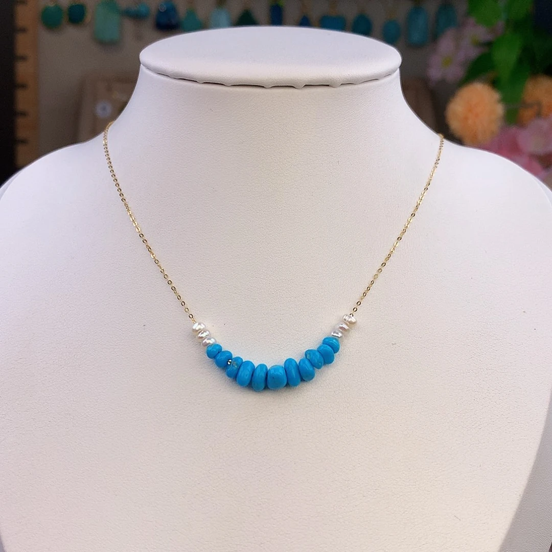 绿松石18K金镶嵌颈饰