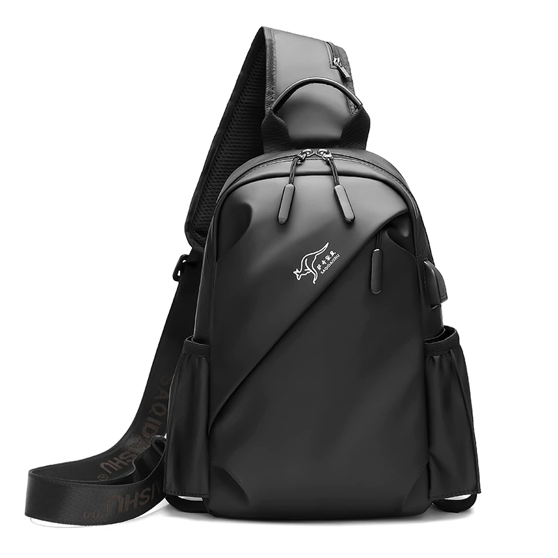 立体袋软休闲防水车缝线单肩胸包男士包包户外百搭