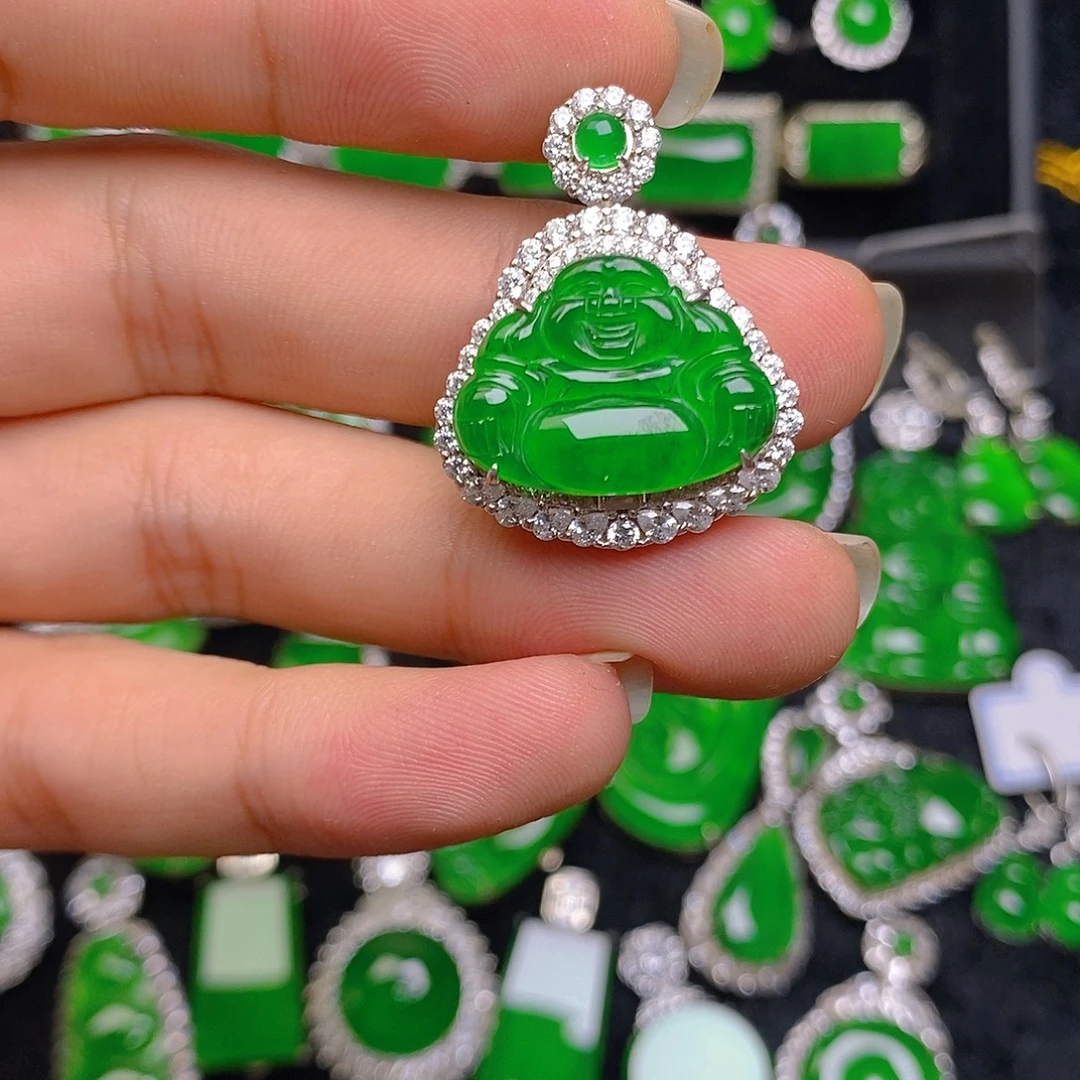 翡翠银S925镶嵌吊坠(赠链)吊坠