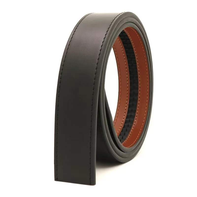 男士真牛皮条无扣潮流真皮双面腰带不针扣腰不皮带不带头