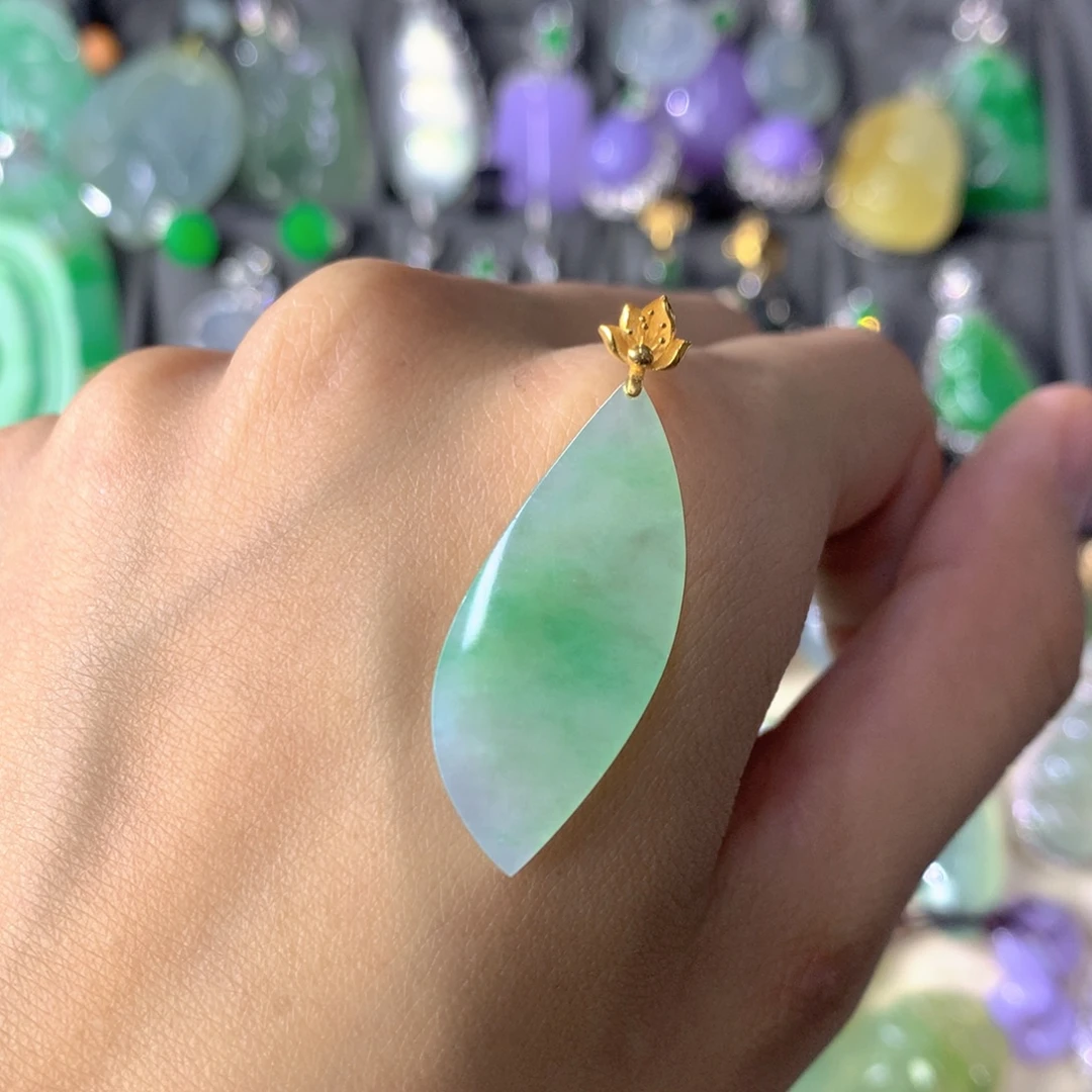 翡翠18K金镶嵌吊坠(不含链)