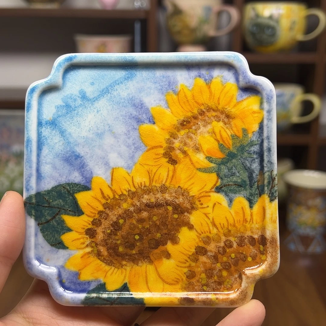 摆件陶原创手绘高温釉下彩