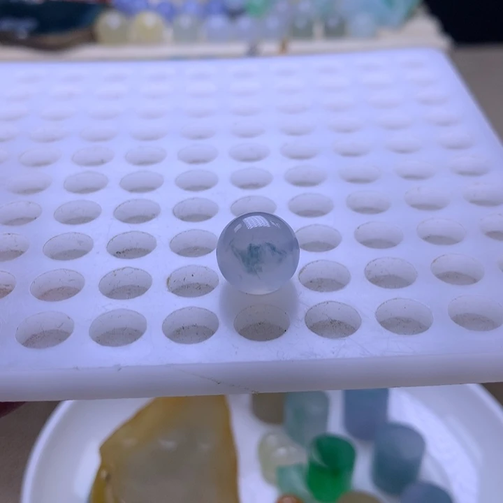 未镶嵌手链翡翠12.2冰胶蓝花圆珠
