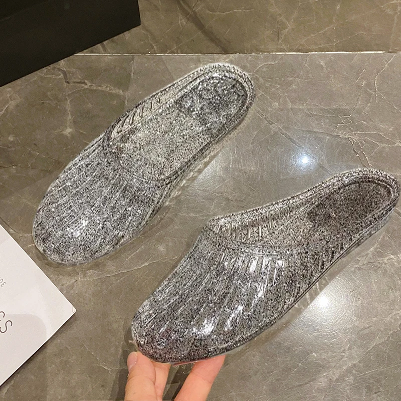 包头拖鞋女水晶透明果冻镂空防滑浴室居家外穿办公室沙滩夏凉拖鞋