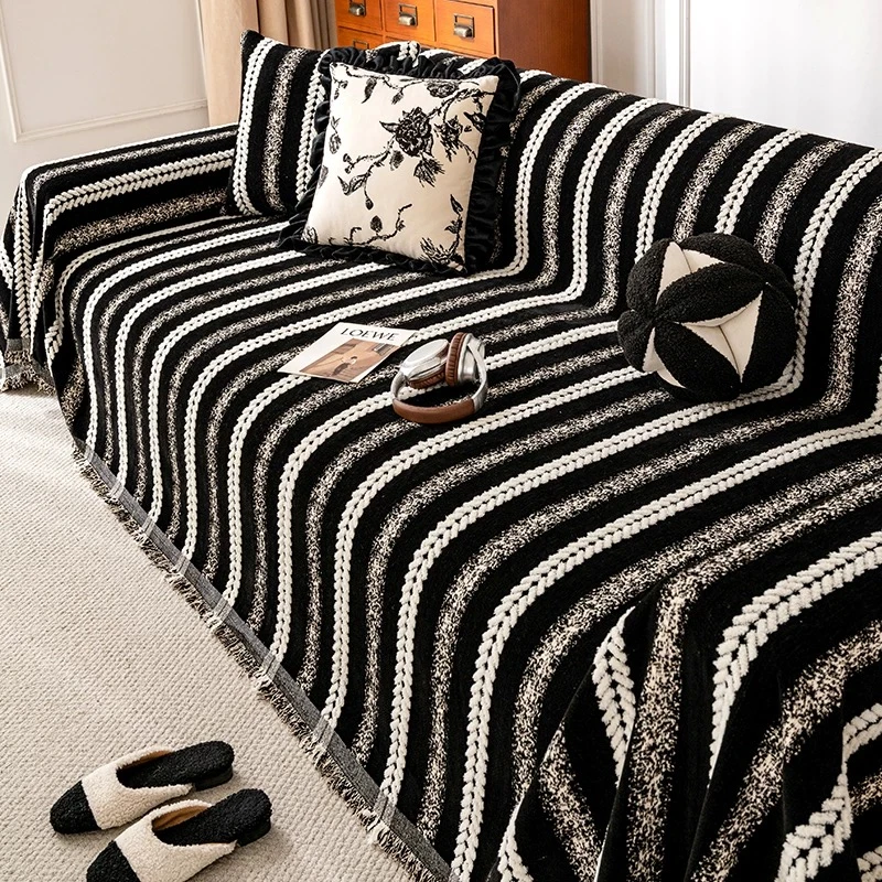 法式奶油风四季通用雪尼尔沙发巾盖布新款一整张万能高级全盖套罩