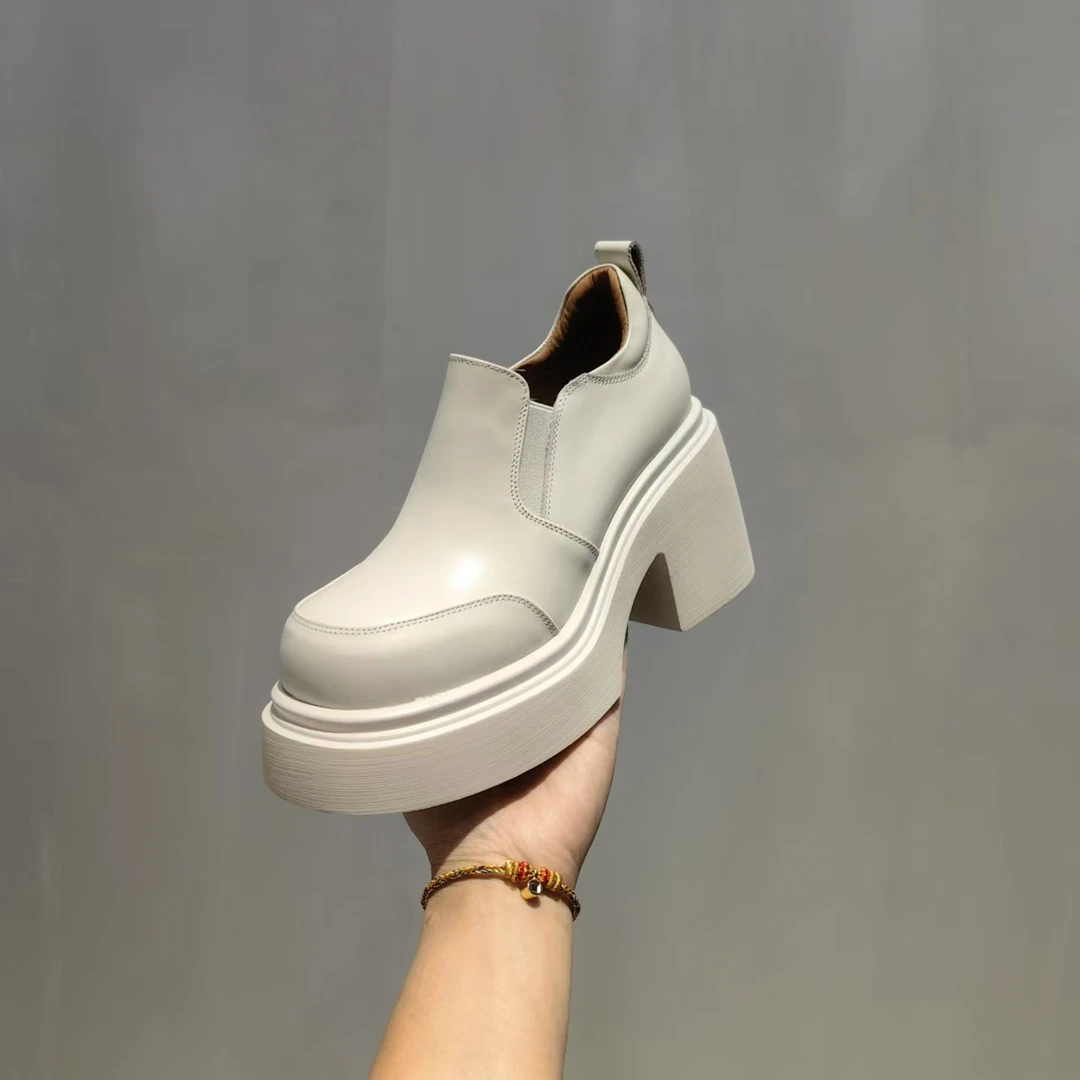 蒂格薇琦 2025年新款英伦风厚底小皮鞋女真皮松糕乐福鞋 13060099